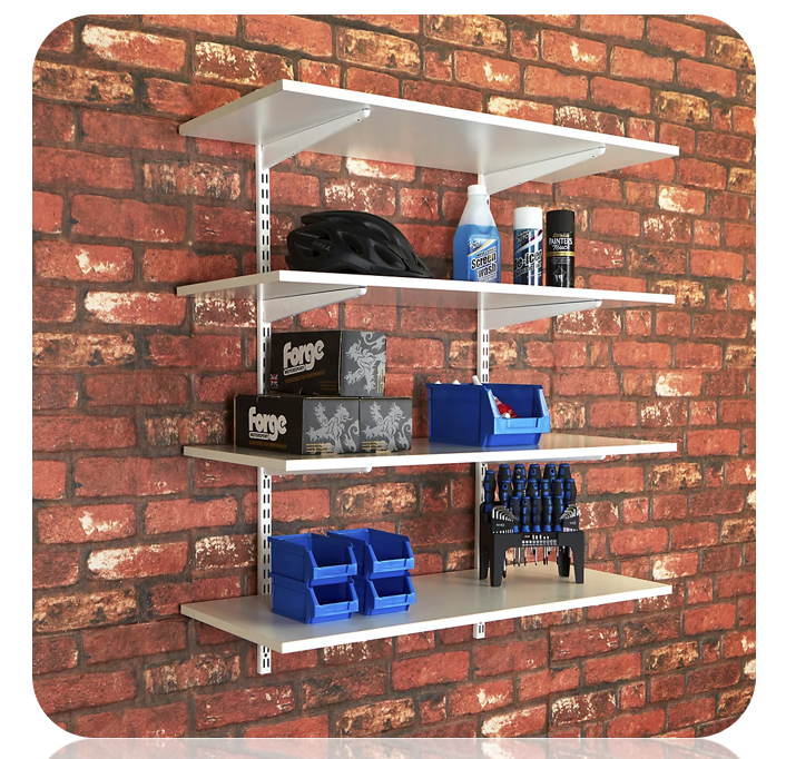 Fixtures Twin Slot Shelving WHITE Uprights All Sizes