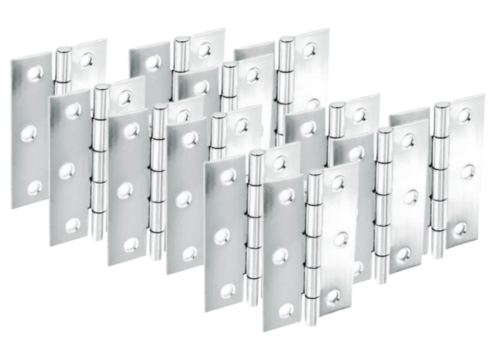 Securit Chrome Polished Butt Hinges 75mm(3") S4302 | 4 Piece Set