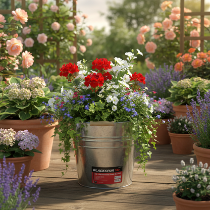 Fixtures Blackspur 15L Galvanised Steel Bucket | Large 15L Capacity | Wooden Handle