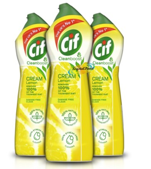 Cif Lemon Cream Cleaner multipurpose surface cleaner with 100% Natural | Multi-Pack Bundle 3 x 500ml