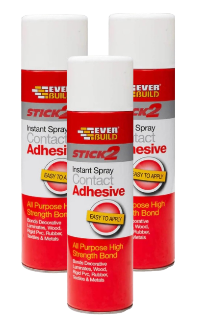 Everbuild Stick 2 Spray | Contact Adhesive | 500ml | Wood, Concrete, Metal Plastic Glue