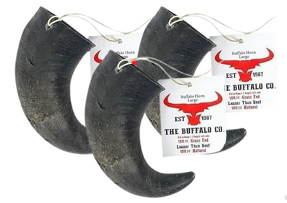 The Buffalo Co. Buffalo Horn for Dogs | Large (6-8 Inch) | 100% Natural Grass-Fed Dog Treats