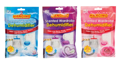 Scented Hanging Wardrobe Dehumidifier Bags Moisture Traps x 3