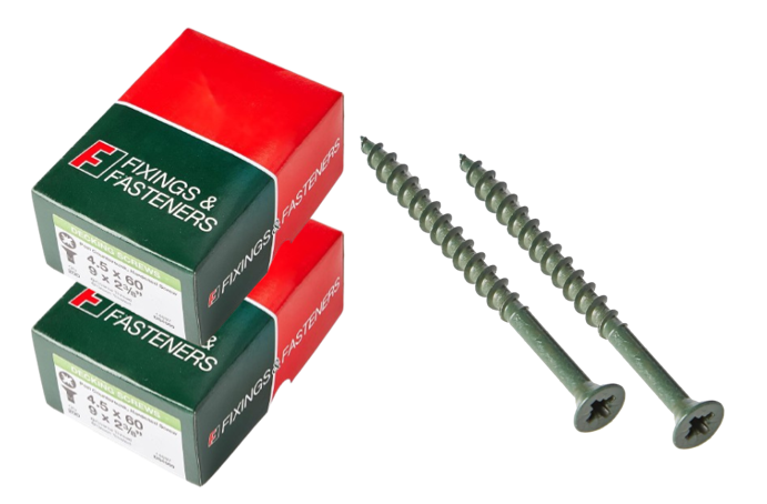 Forgefix Countersunk Decking Screws | 4.5 X 60Mm | Green | Box 200