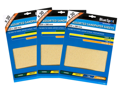 Blue Spot 19850 Assorted Sandpaper (30 Pieces)