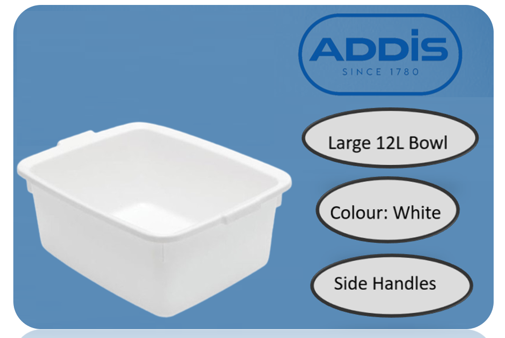 Addis Plastic Butler Large Rectangular Bowl, 12.5 Litre WHITE