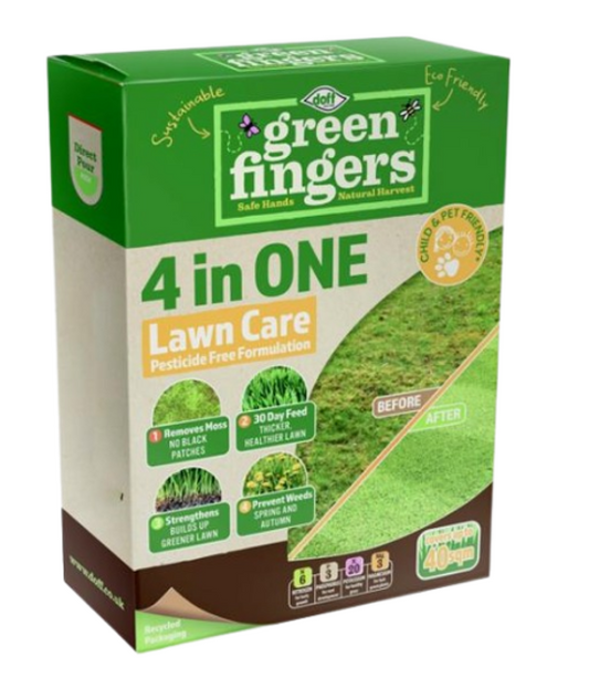 Doff Green Fingers 4 in One Lawn Feed, Lawn Care Treatment for Gardens 1.6kg