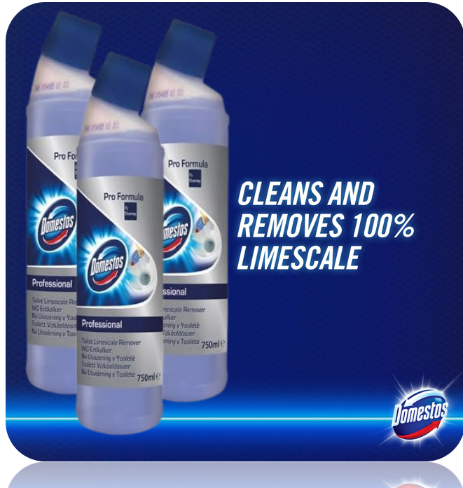 Domestos Professional Toilet Cleaner &  Limescale Remover 6x750ml
