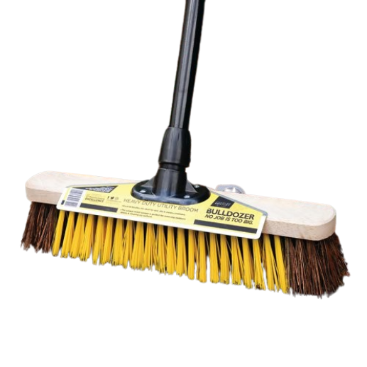 Brushware 16 Inch Bulldozer Utility Wooden Broom & Handle