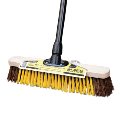 Brushware 16 Inch Bulldozer Utility Wooden Broom & Handle