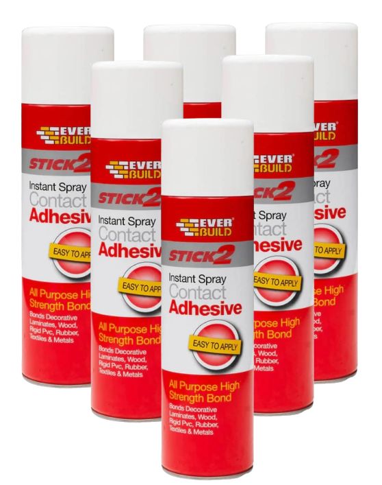 Everbuild Stick 2 Spray | Contact Adhesive | 500ml | Wood, Concrete, Metal Plastic Glue