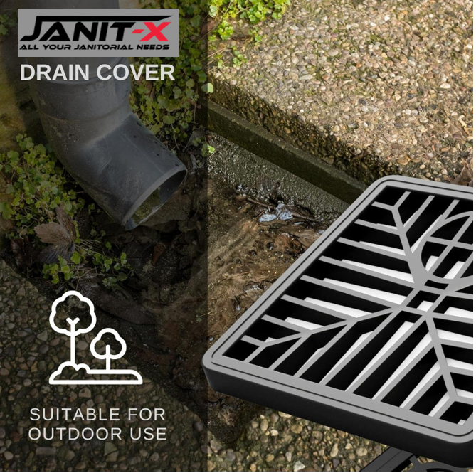 Janit-X Square Drain Covers Outdoor Drainage Channel | PVC Plastic Grid Cover | 15cm