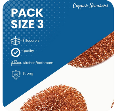 Copper Plated Scourers | 3 Pack | Tough & Abrehessive