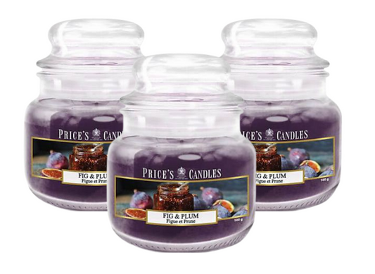 3 x Prices Fragrance Collection Fig & Plum Small Jar Candle