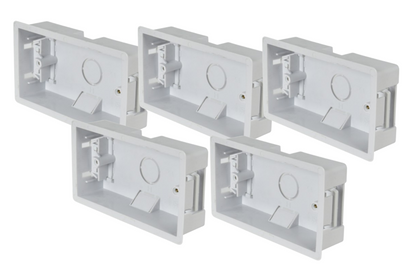 Lyvia 2 Gang Dry line Box | 36mm Depth | Electrical Double Socket Back Unit (5 Pack Bundle)