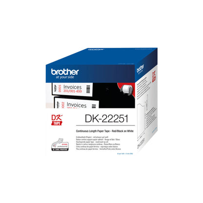 Brother DK-22251 Continuous Paper Tape Black/Red On White