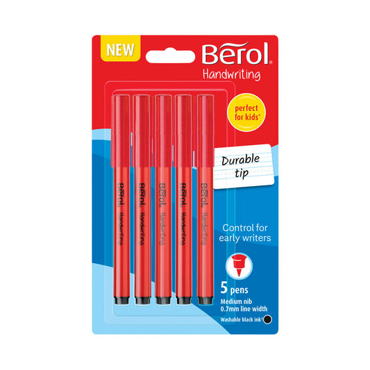 Berol Handwriting Pen Twin Blister Card Black (Pack of 5) 2149169