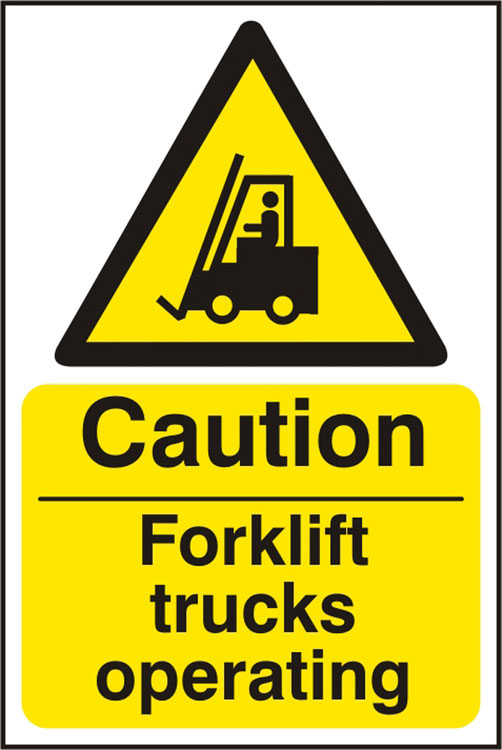 Forklift Trucks Operating Rigid Pvc Sign White/Yellow 200X300mm Box 5's