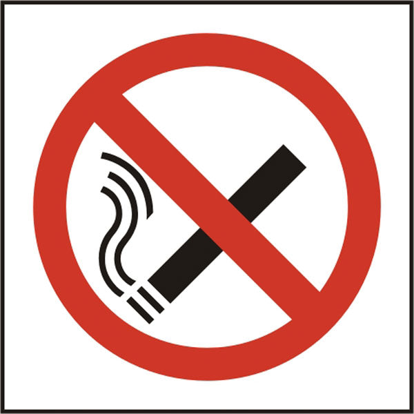 No Smoking Symbol Sign White 100X100mm Box 5's