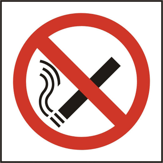 No Smoking Symbol Sign White 100X100mm Box 5's