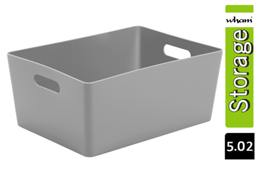 Wham Grey Rectangular Studio Basket 5.02 11.5 Litre - UK BUSINESS SUPPLIES