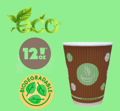 12oz Belgravia 100% Biodegradable Ripple Paper Cups 25s-2000s {Reduced to Clear}