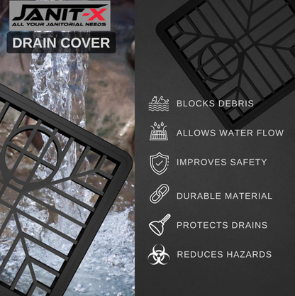 Janit-X Square Drain Covers Outdoor Drainage Channel | PVC Plastic Grid Cover | 15cm