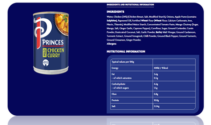 Princes Mild Chicken Curry tin | Fast High in Protein meal | 6 x 392g tins