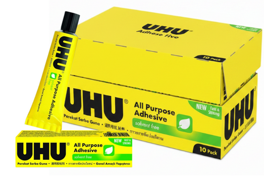UHU All Purpose Adhesive | Solvent-free | Crystal Clear | 33ml Tube