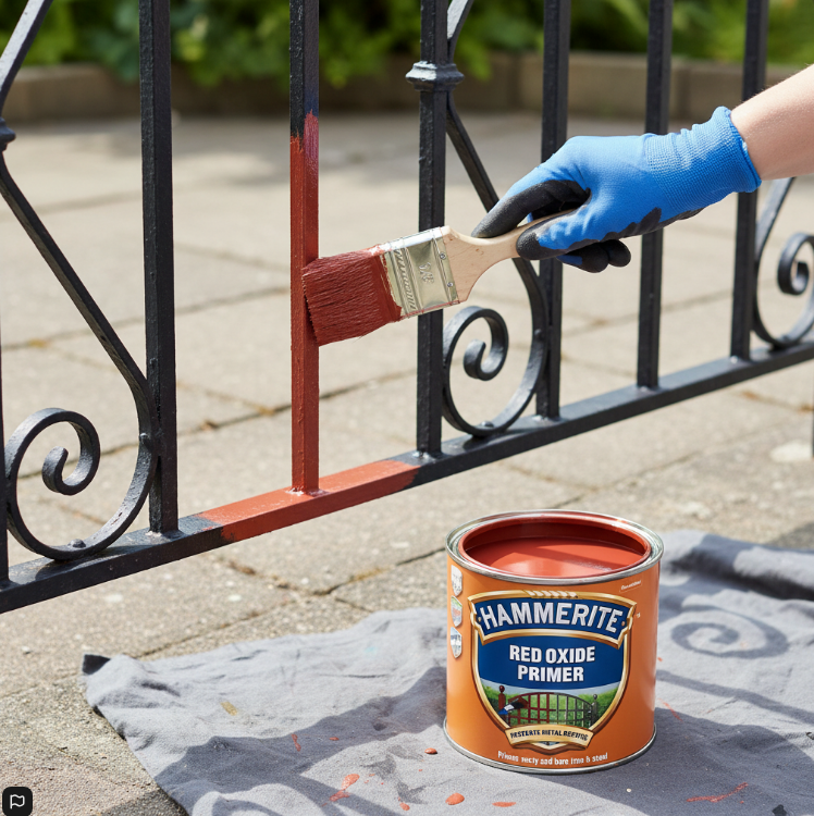 Hammerite Primer - Red Oxide. Metal Primer For Garden Furniture, Radiator And Fence Paint 500Ml