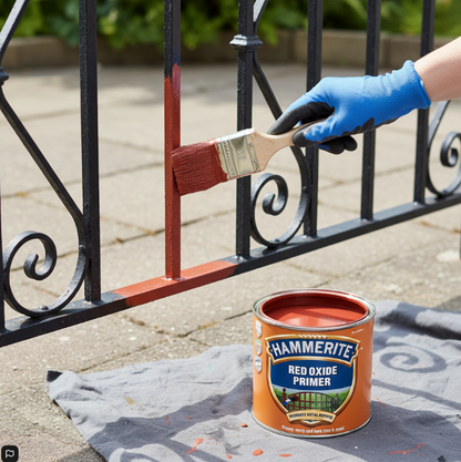 Hammerite Primer - Red Oxide. Metal Primer For Garden Furniture, Radiator And Fence Paint 500Ml