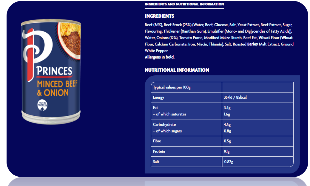Princes Minced Beef & Onion | 6 x 392g