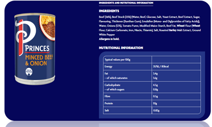 Princes Minced Beef & Onion | 6 x 392g