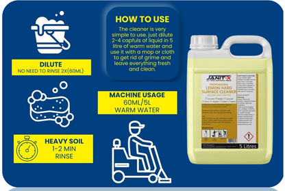 Janit-X Professional Hard Surface Lemon All Purpose Cleaner 5L Concentrate