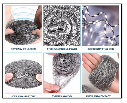 Stainless Steel Scourers | 6 Pack | Retail Packed