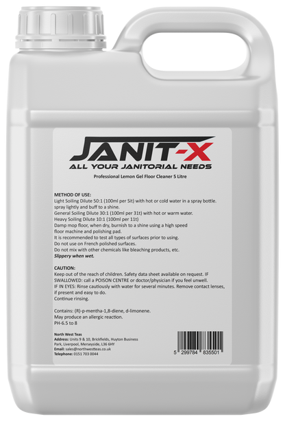 Janit-X Professional Bio Lemon Floor Cleaner Gel & Deodoriser 5 Litre
