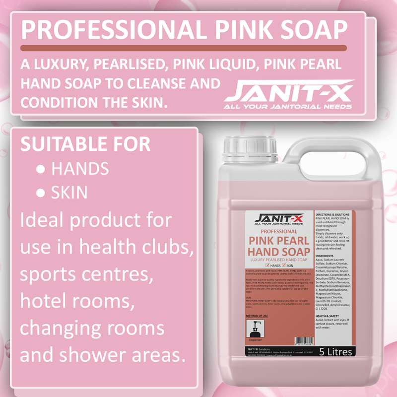 Janit-X Professional Luxury Pink Pearlised Hand Soap 5L Refill  Bottle