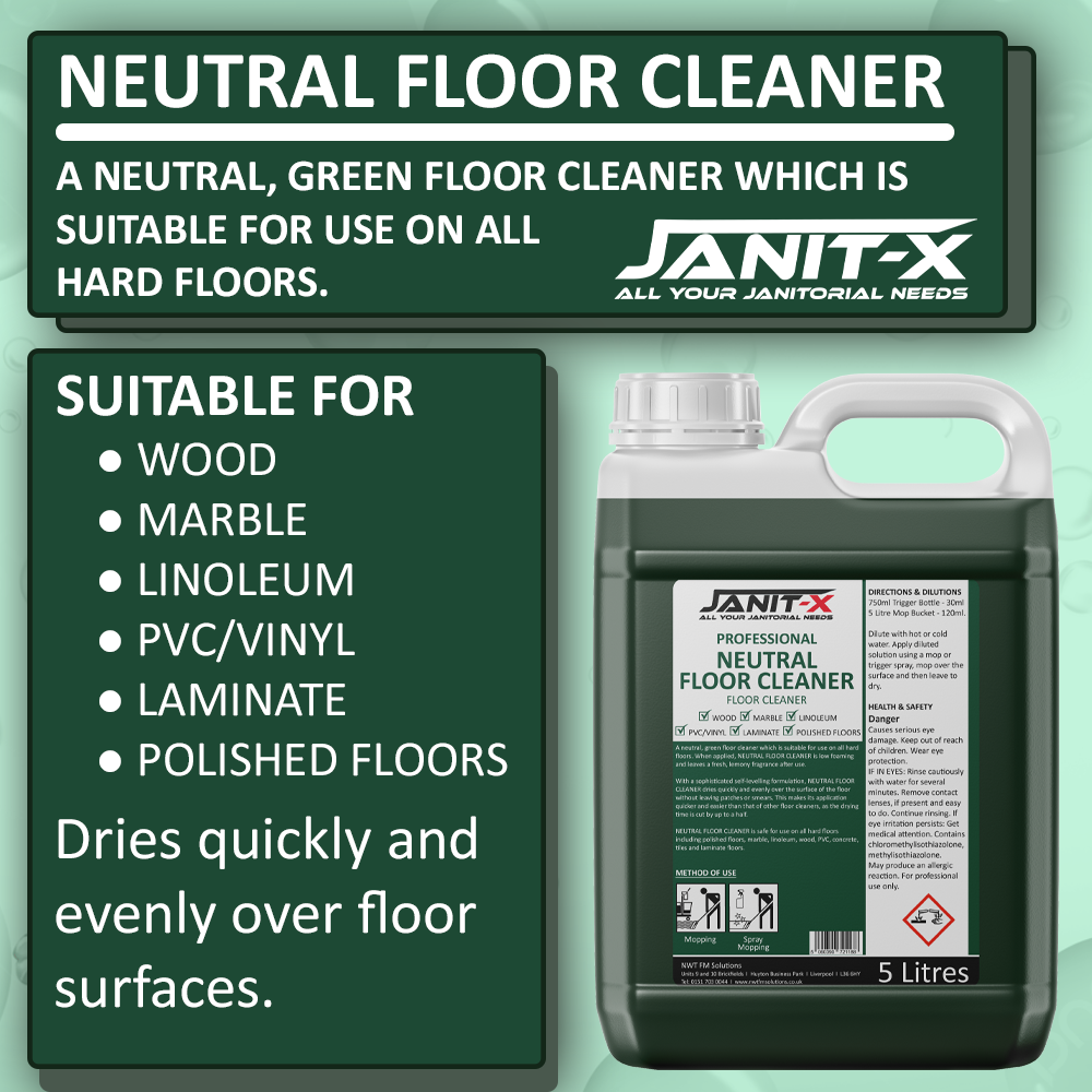 Janit-X Professional Quick Drying  Neutral Floor Cleaner Lemon Fragrance 5 Litre