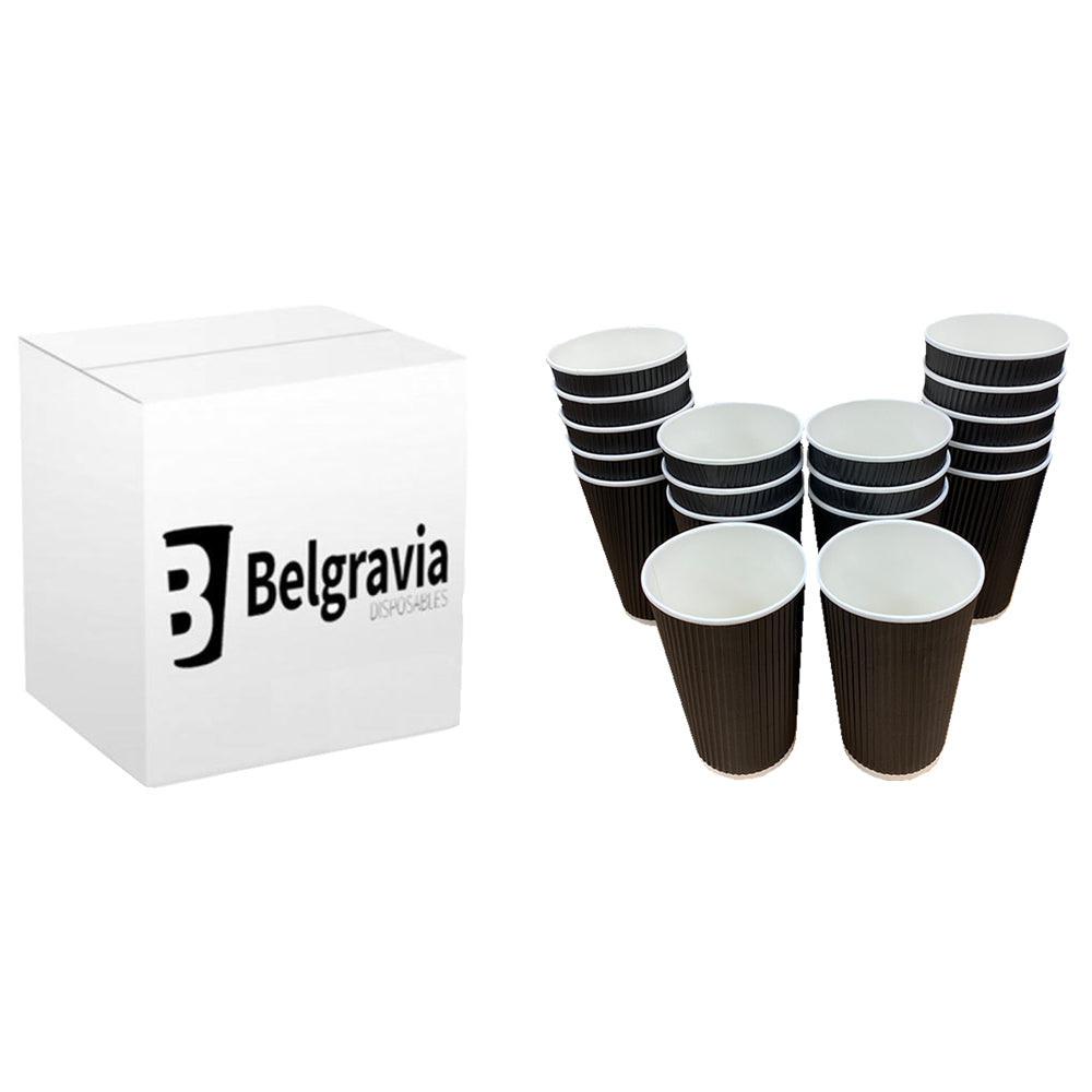 Belgravia 12oz/35cl Triple Walled Black Ripple Paper Cups - UK BUSINESS SUPPLIES