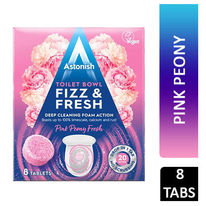 Astonish Fizz & Fresh Pink Peony Toilet Bowl Tabs Pack 8's