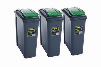 Wham Recycle It Green Slimline Bin & Lid 25 Litre