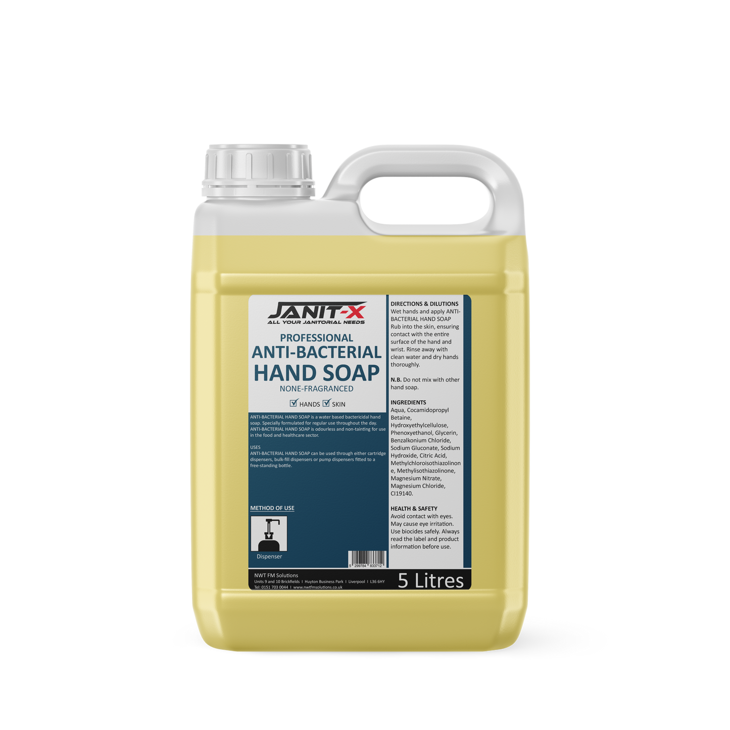 Janit-X Professional Anti-Bacterial Hand Soap 5L Fragrance Free for Food Handling