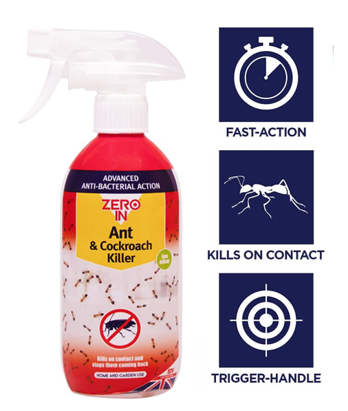 Zero In Anti-Bacterial Ant & Cockroach Killer 500ml (ZER958) - UK BUSINESS SUPPLIES