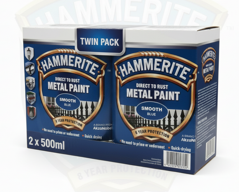 Hammerite 5084884 Direct To Rust Metal Paint - Smooth Blue Finish 250Ml