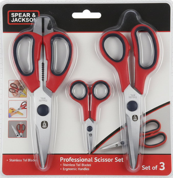 Spear & Jackson Soft Feel Scissors 3 Pack