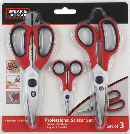 Spear & Jackson Soft Feel Scissors 3 Pack