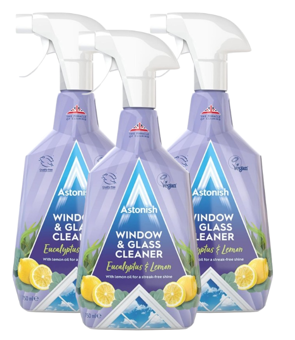 Astonish Window & Glass Cleaner Spray 750ml x 3 Pack