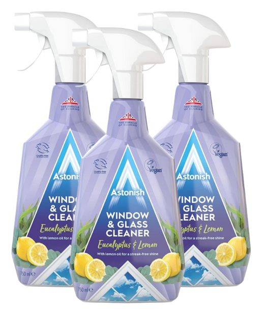 Astonish Window & Glass Cleaner Spray 750ml x 3 Pack