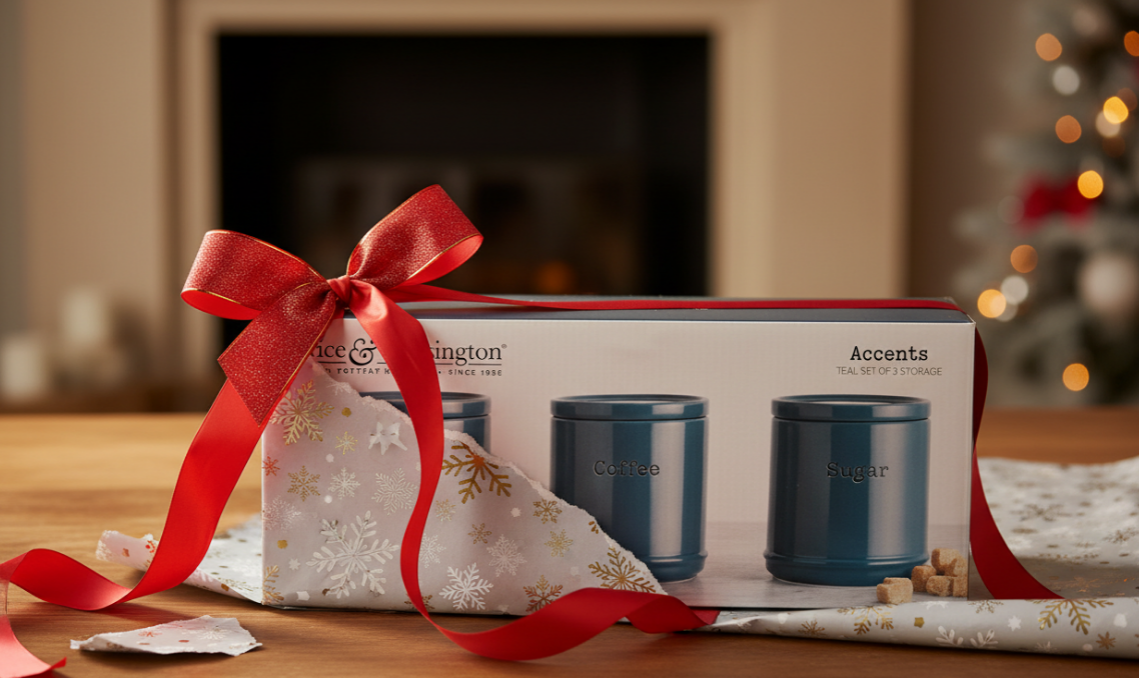 Accents Teal Tea/Coffee/Sugar Canisters 3 Set