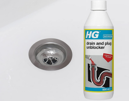 HG Drain & Plug Unblocker, Effectively Removes Blockages & Cleans Blocked Drains 500ml